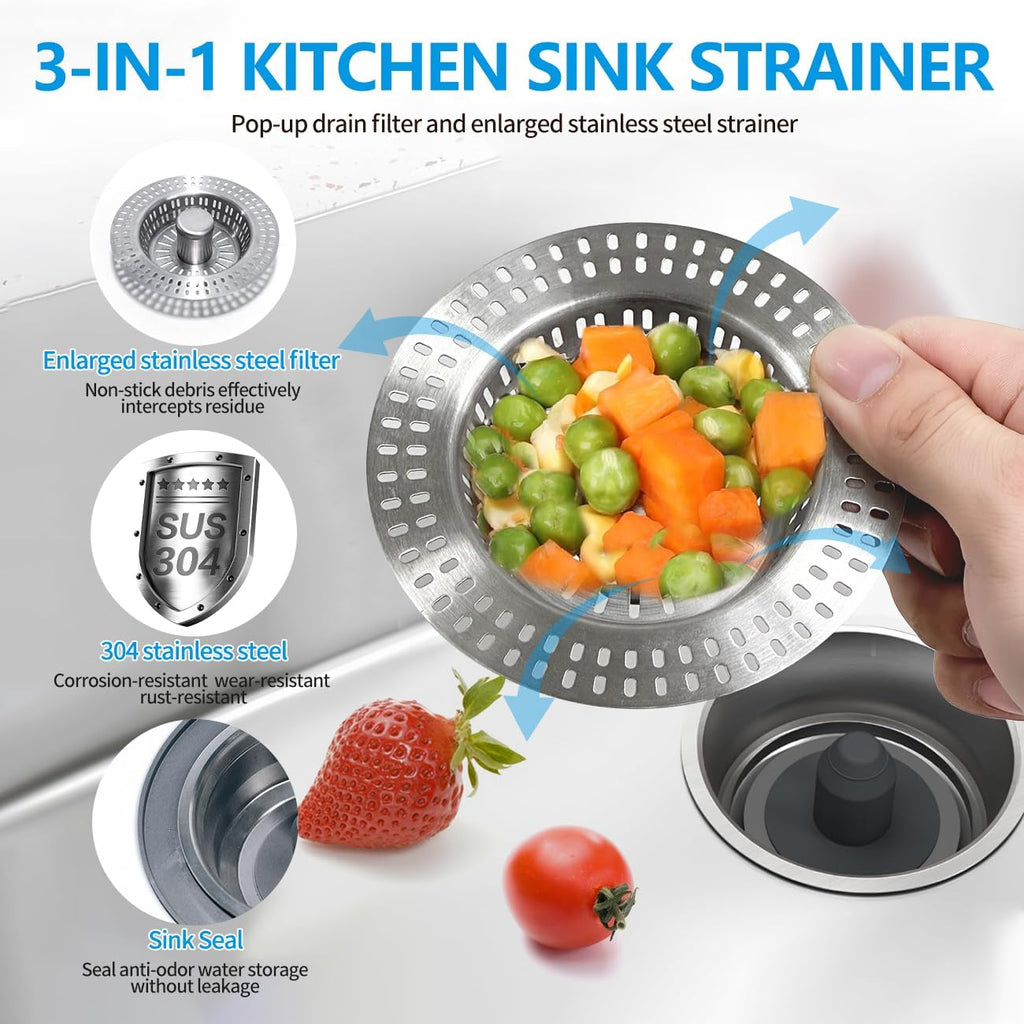 🔥New Upgraded 3-in-1 Kitchen Sink Drain Strainer
