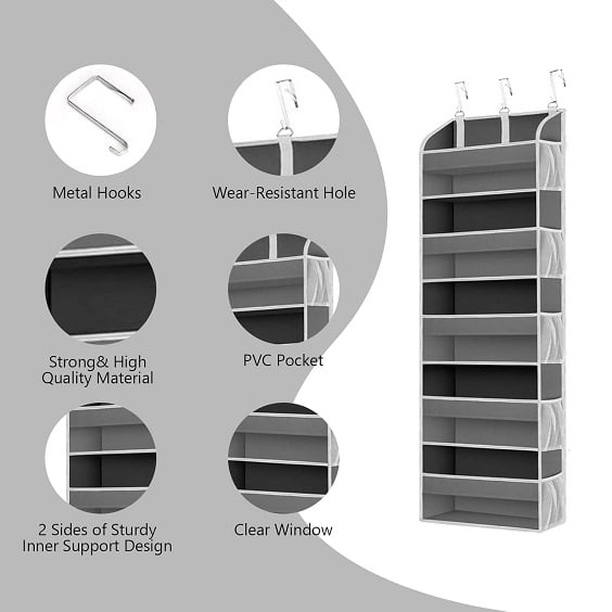 👍The Door Storage Organizer with 5 Pockets 10 Mesh Pockets