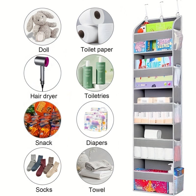 👍The Door Storage Organizer with 5 Pockets 10 Mesh Pockets
