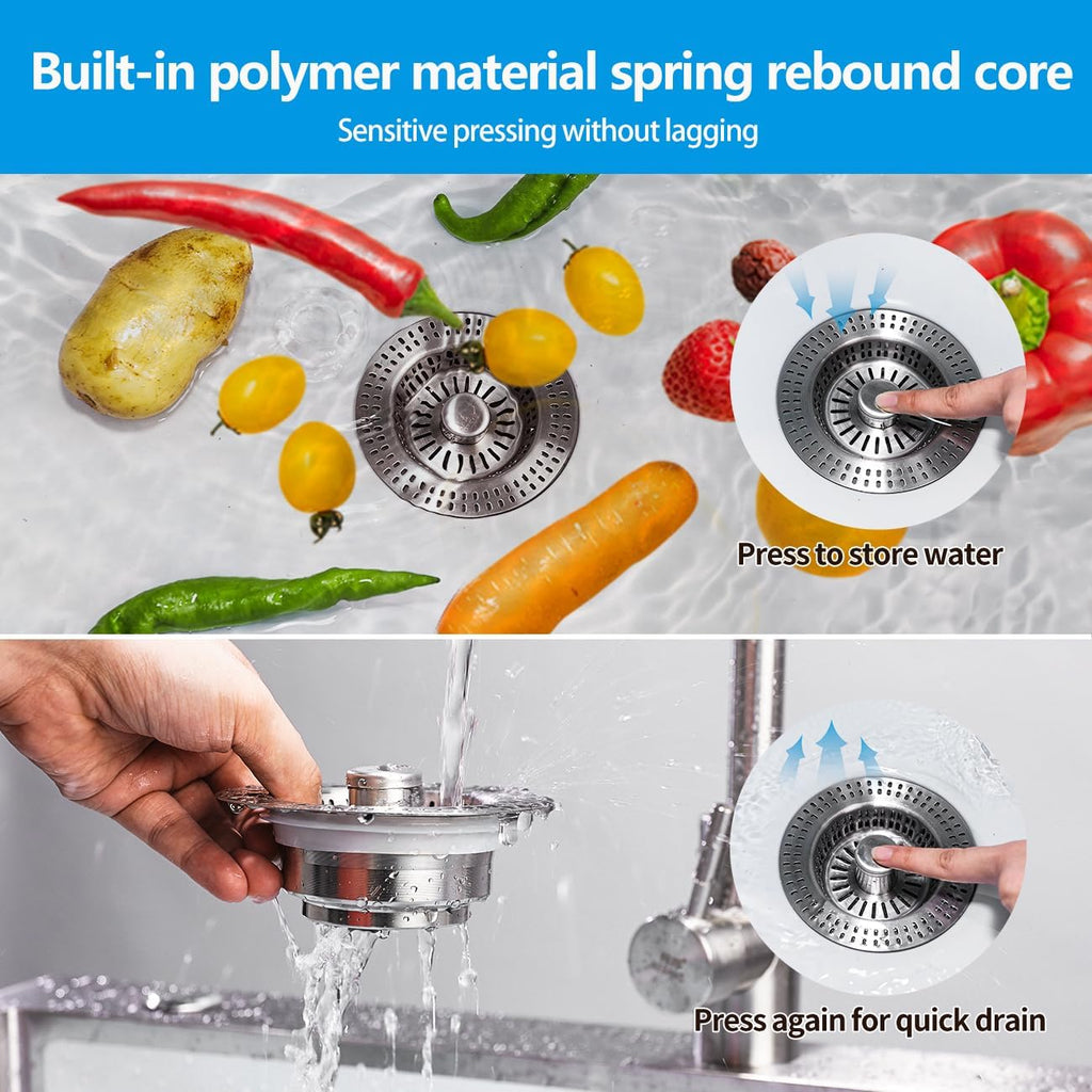 🔥New Upgraded 3-in-1 Kitchen Sink Drain Strainer
