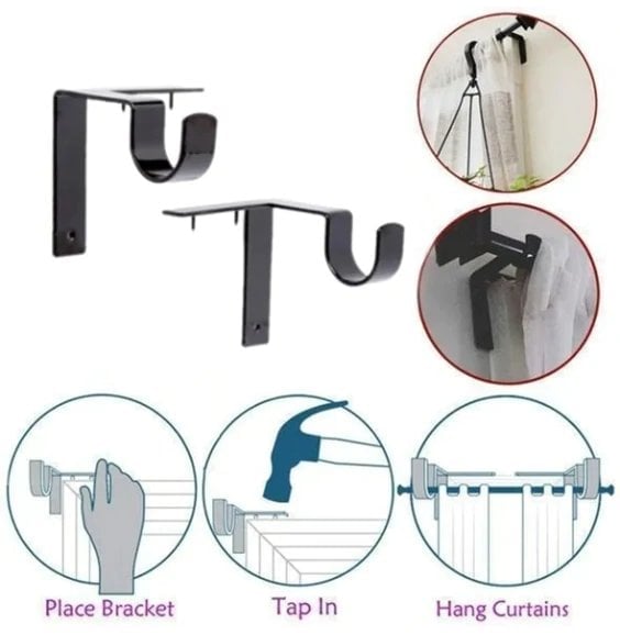 🔥 No Drill Curtain Rod Brackets Holders