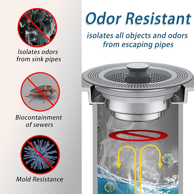 🔥New Upgraded 3-in-1 Kitchen Sink Drain Strainer